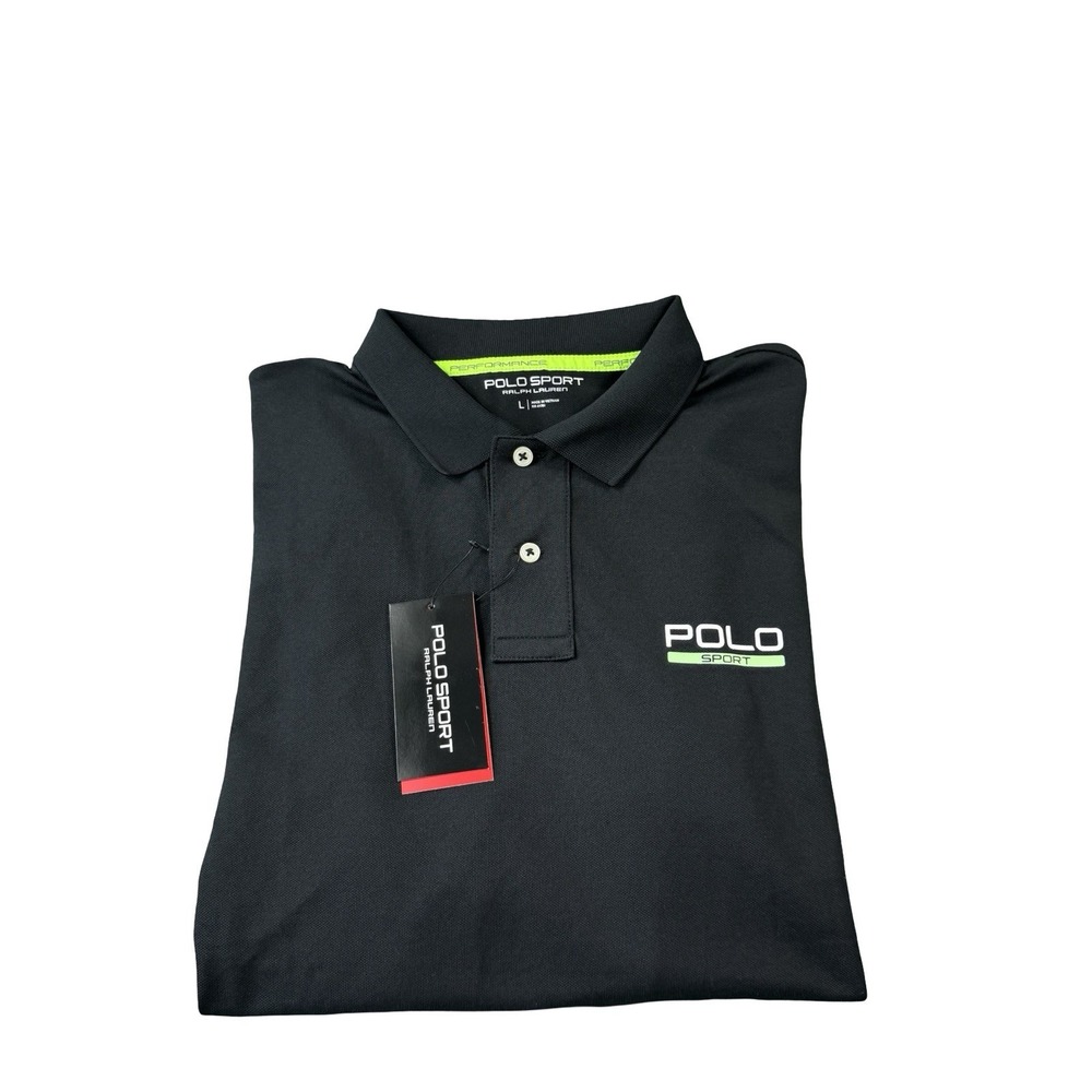 Polo Ralph Lauren Sport Black Performance Short Sleeve Polo Shirt L RN41381 NWT